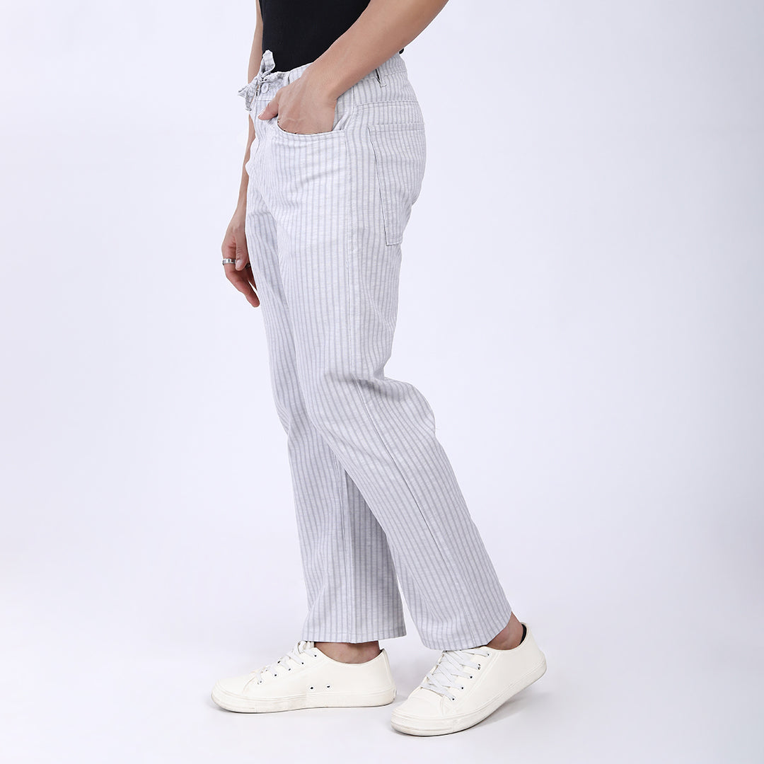 LIGHT GREY STRIPE LINEN PANTS 4913-4